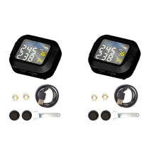2X Wasserdichtes Motorrad Echtzeit Reifendrucküberwachungssystem Externer Sensor Drahtloses LCD Bildschirm Motor TPMS