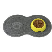 Tier Nahrung PVC Matte Wasserdichte Rutschfeste Haustierf üTterung Matte Futter Napf Matte, Haustier Futter Schale für Katzen und Hunde (Grau)