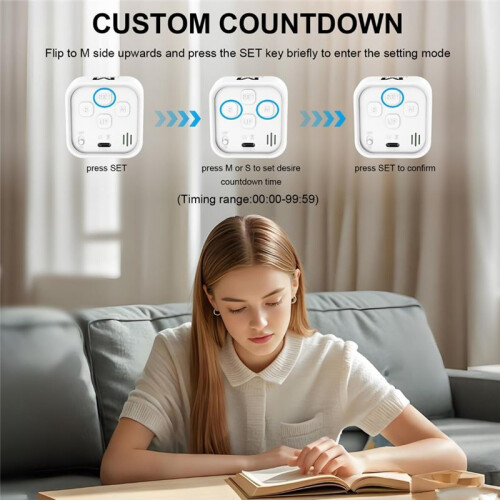 Rotating  Visual Timer 5, 25, 10, 50 Min Preset + Custom Countdown, Rechargeable Desk Productivity Flip Timer