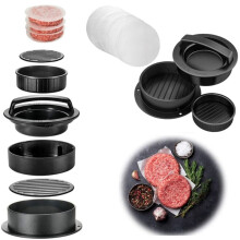 Non-Stick Burger Press Patty Mold with 100 Patty Papers,Round Meat Pie Press, Manual Hamburger Meat Press Mold