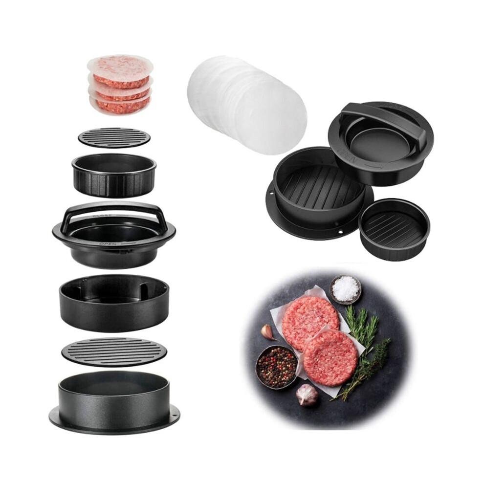 Non-Stick Burger Press Patty Mold With 100 Patty Papers,Round Meat Pie Press, Manual Hamburger Meat Press Mold 6031539875634