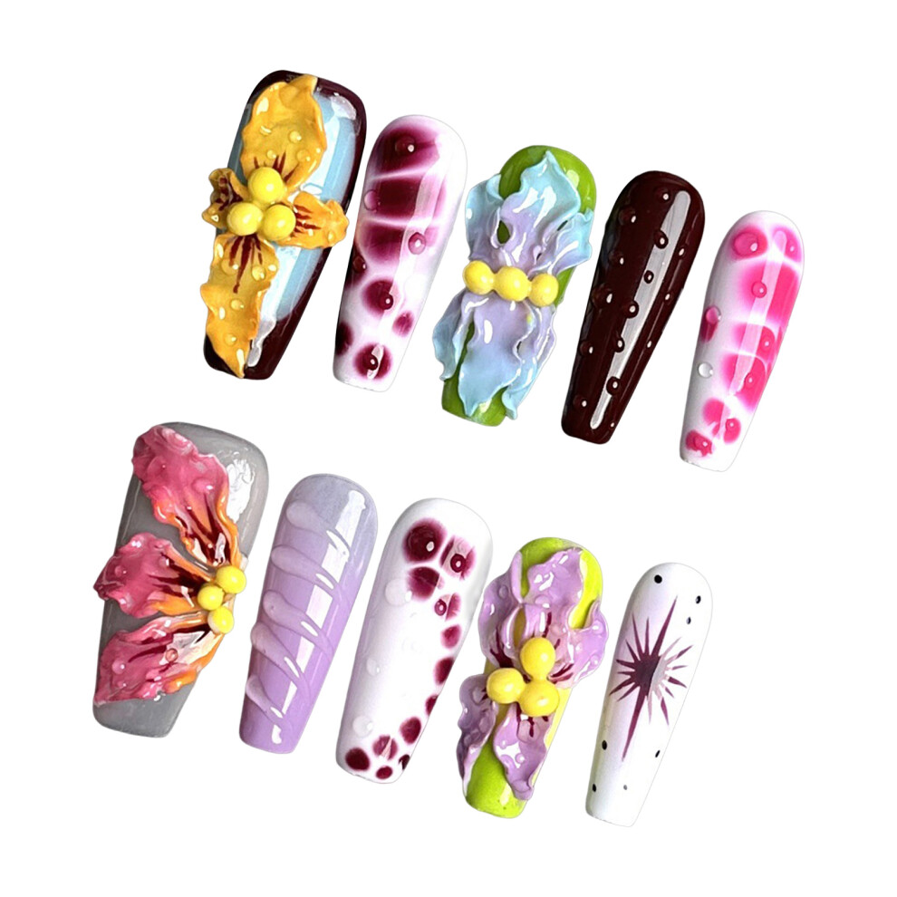 Dcph-Clothing (Xs) Smudging Design Stick-On Nails For Dating & Travel