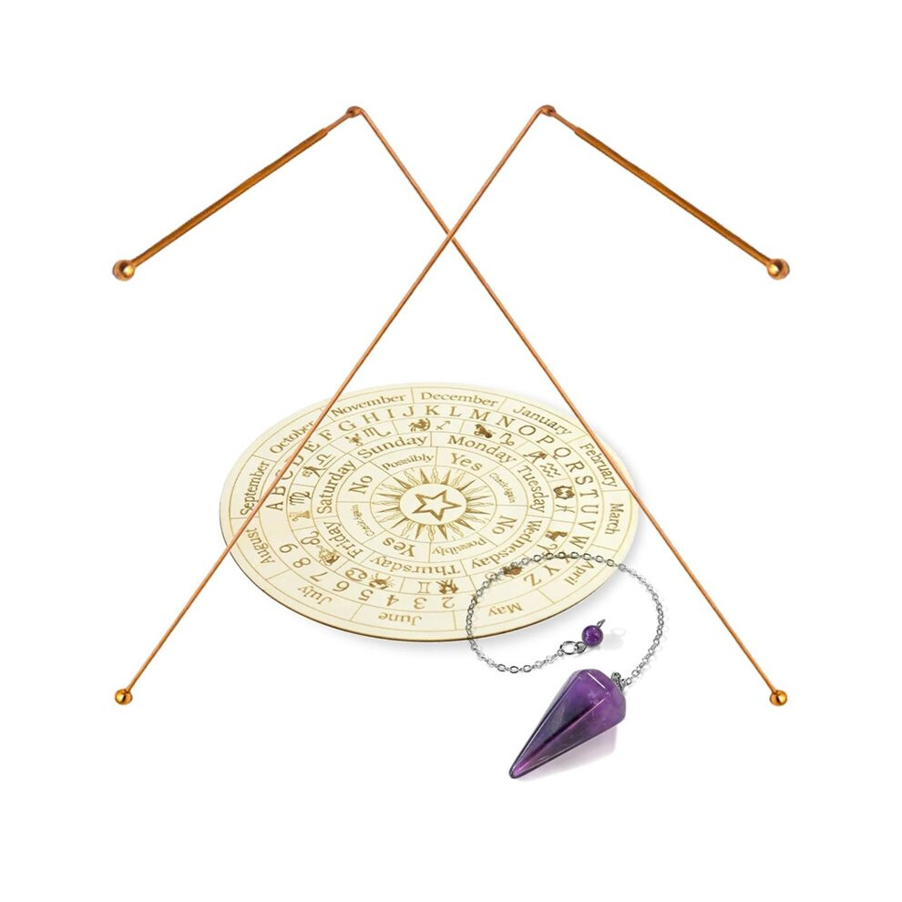Copper Dowsing Rods, for Water Detection, Treasure Search, Spiritual Tools with Pendulum Pendant and Pendulum