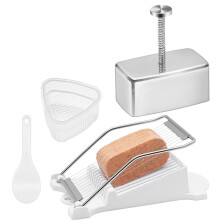 Onigiri Mold Set Stainless Steel Musubi Mold with Slicer and Triangle Rice Mold and Rice Spoon Musubi Press Mold