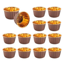 50Pcs Aluminum Foil Cupcake Cups Disposable Muffin Liners Baking Cups Aluminum Cupcake Tip Pan Ramekin Holders Little Pudding Cups-Gold + Brown