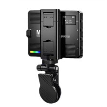 Lampe LED de Poche RVB 5 W, 3 000 K-9 900 K, Batterie 1 500 MAh Intégrée avec Pince de Support de Téléphone et Adaptateur pour Griffe