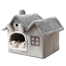 Luxury Foldable Warm Soft Dog House Cat Nest with Cushion Removable And Non-slip Bottom for Indoor Use Size S