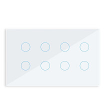 WIFI Touch Light Wall Interruptor Glass Panel 8 Gang Tuya Life for Alexa Home White