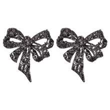 2X Vintage Rhinestone Bow Brooches for Women Black Bowknot Brooch Pin Fashion Jewelry Coat Accessories Elegant Style