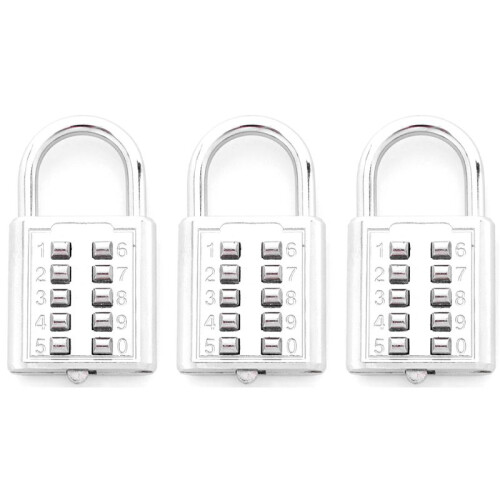 3X Anti-Theft Button Combination Padlock Digit Push Password Lock Zinc Alloy Security Lock Suitcase Luggage Coded Lock
