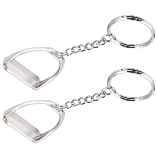 2Pcs Simple Elegant Design Western Stirrup Keychain Key Ring Hanger Tool 1