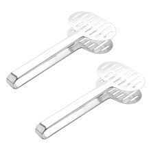 2X Stainless Steel Turner Tongs Kitchen Double Spatula Bread and Burger Tongs