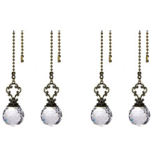 Set of 4 Vintage-Style Clear Fan Pull Ceiling Fan Chain Pulls Crystal Prism