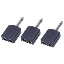 3X Schwarz 6.35 1/4 Zoll Maennlich zu Dual Weiblich Mono Y Schnur PA Audio Kabel Adapter
