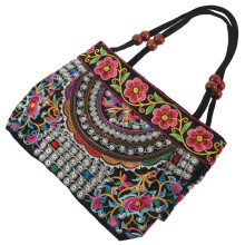 2X Chinesischen Stil Frauen Handtasche Stickerei Ethnische Sommermode Handgemachte Blumen Damen Tote Umhängetaschen -Body (Blumen)