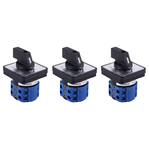 3X 8 Terminals 5 Positions Master Control Rotary Cam  20A Black+