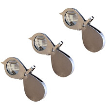 3 Piezas 30mm 3X Lupa Plegable de Bolsillo Lupa de Lectura Lupa Con Llavero Plata