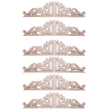 12 Pcs Gauche + Droite (Chaque 6 Pcs) Vintage En Bois Sculpté Coin Onlay Meubles Décoration Murale Cadre Non Peint Applique