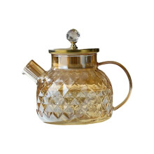 Glass Tea Pot with Lid and Filter Champagne Tea Kettle Cold and Heat Tea Maker for Blooming Fruit Tea 1L