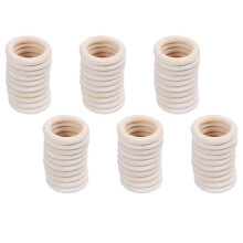 4X Natural Wooden Rings, Diameter 50mm