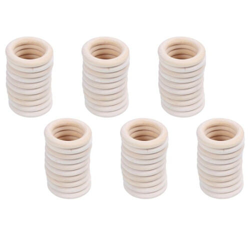 4X Holzringe Natur, Durchmesser 50mm
