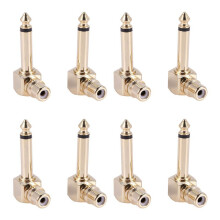 8-PACK RCA Female Jack to 1/4 Inch Mono Male Plug Right Angle Audio Adapter,Gold