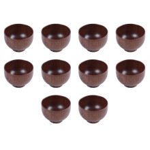 10X Wooden Bowls Wooden Soup Bowl Healthy Food Container Vintage Dinner Tableware Kitchen Accessories