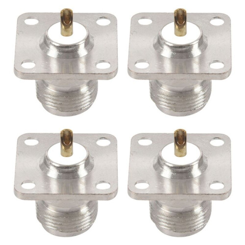 4X N Type Female Jack RF Coax Connector 4-Hole Panel Mount with Solder Cup,Silver