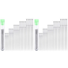 50 Large Eye Stitching Needles - 5 Sizes Eye Hand Sewing Needles in Clear Storage Tube for Stitching, and Crafting