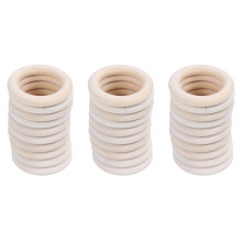 3X Natural Wooden Rings, Diameter 50mm