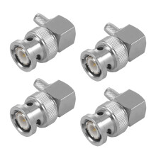 4X BNC-Stecker Abgewinkelt Crimp für RG58 RG400 RFC195 RF-Koax-Adapterstecker, Silber
