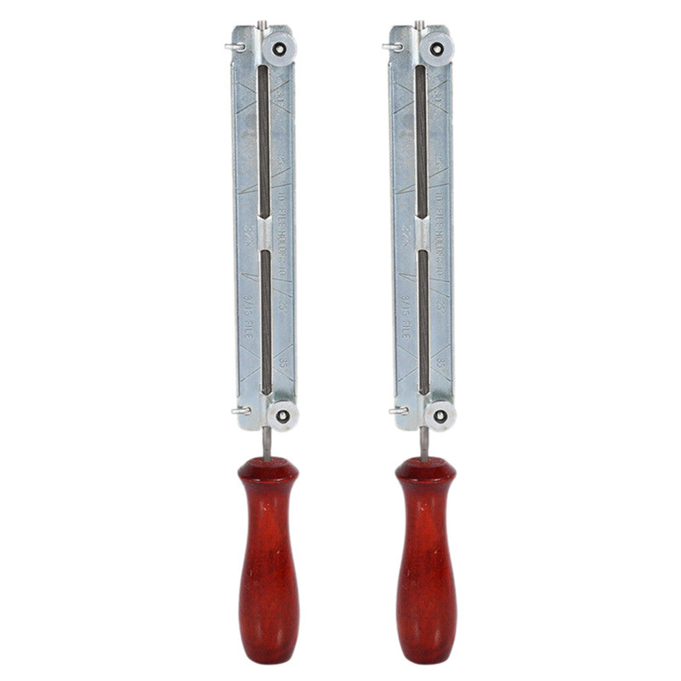 Typecat 2Pcs 3/16 Inch 4.8Mm Round Flat Sharpening Sharpener Force File Files Holder Handle Kit Chainsaw Chain Tools