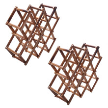 2X En Bois Rouge Casier A Vin 10 Porte-Bouteille Mont Bar Presentoir Pliant Bois Vin Casier Alcool Neer Soins Bouteille Porte-Bouteilles