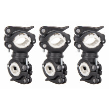 3X 360 Degres Rotation Velo Velo Lumiere Double Titulaire LED Avant Lampe de Poche Lampe Pompe Guidon Mont Titulaire Velo Accessoire Noir + Blanc