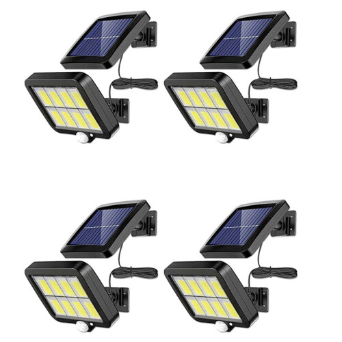 4Pc 2000 Lumen 160 LEDs Solar Wall Lights IP65 Waterproof Wired Motion Sensor Security Flood Light 360 Degree Adjustable