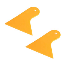 2X Plastic Yellow Auto Car Window Sticker Film Scraper Squeegee Cleaning Tool 10.5X9.5cm