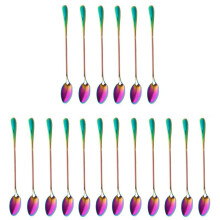 Kaffee Teeloeffel, Satz Von 18 Regenbogenfarbe Kaffeeloeffel Lang-Griff Eiscreme Dessert Loeffel Cocktail Stir Loeffel Ruehrloeffel, Spitzkopf