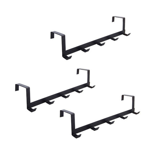 3X  Wide Over the Door Rack Wrought Iron Hook Black