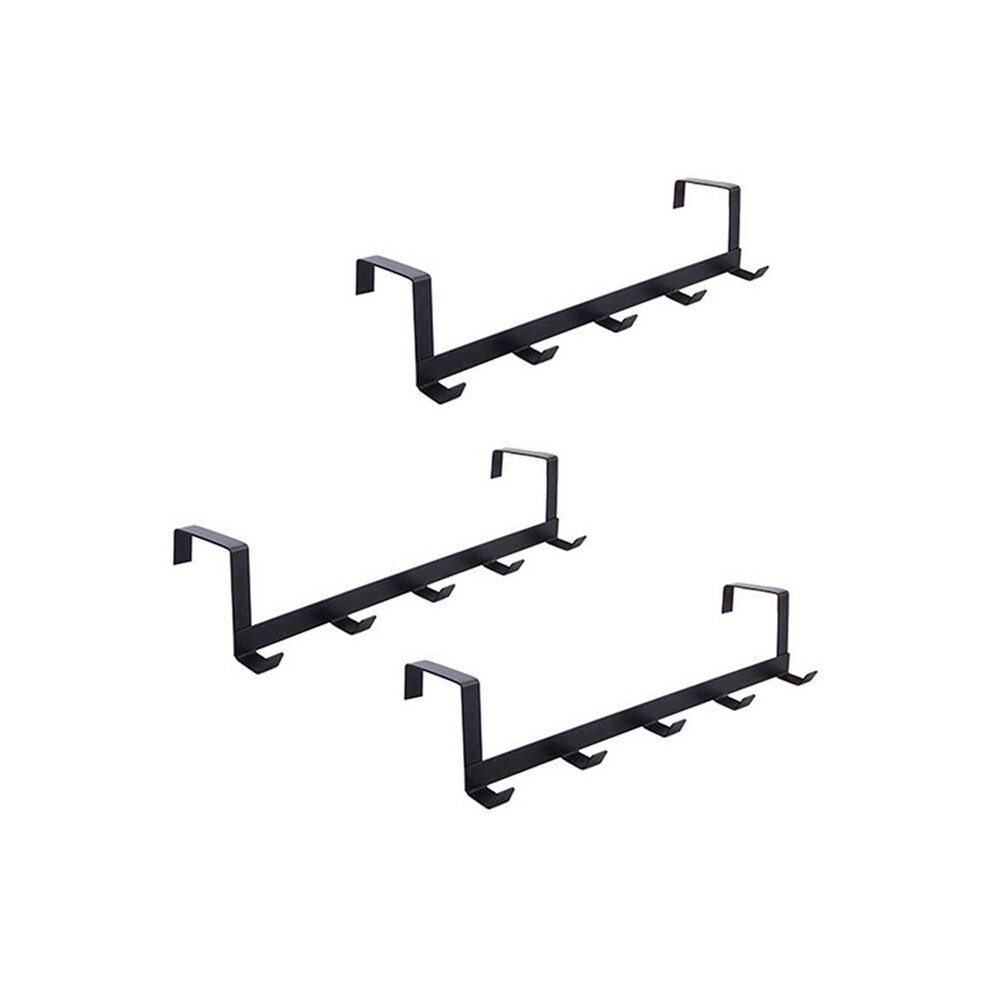 3X Wide Over The Door Rack Wrought Iron Hook Black 4713058970633