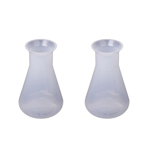 2X Plastic Transparent Laboratory Chemical Erlenmeyer Flasks Container Bottle - 250 Ml