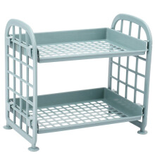 2X Mensole di Deposito, Scaffali di Plastica Piccolo Ripostiglio - 2 Tier Mensola Scaffalature Cucina Mensola del Bagno Organizzatore (Blu Nordico)