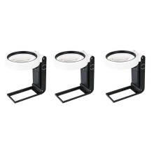 3pcs Magnifying Glass with Light and Stand, Hands Free Handheld 6X 25X Adjustable Folding Magnifier with LED Lighted