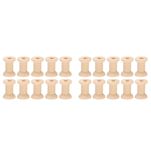 20Pcs Wooden Empty Thread Spools Natural Color 29Mm X23Mm