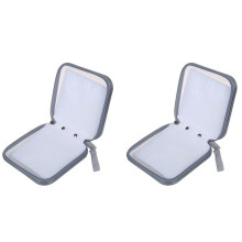 2X 40 Cd Dvd Disc Album Storage Carry Case Cover Wallet Sleeve Holder Bag Hard Box - Silver