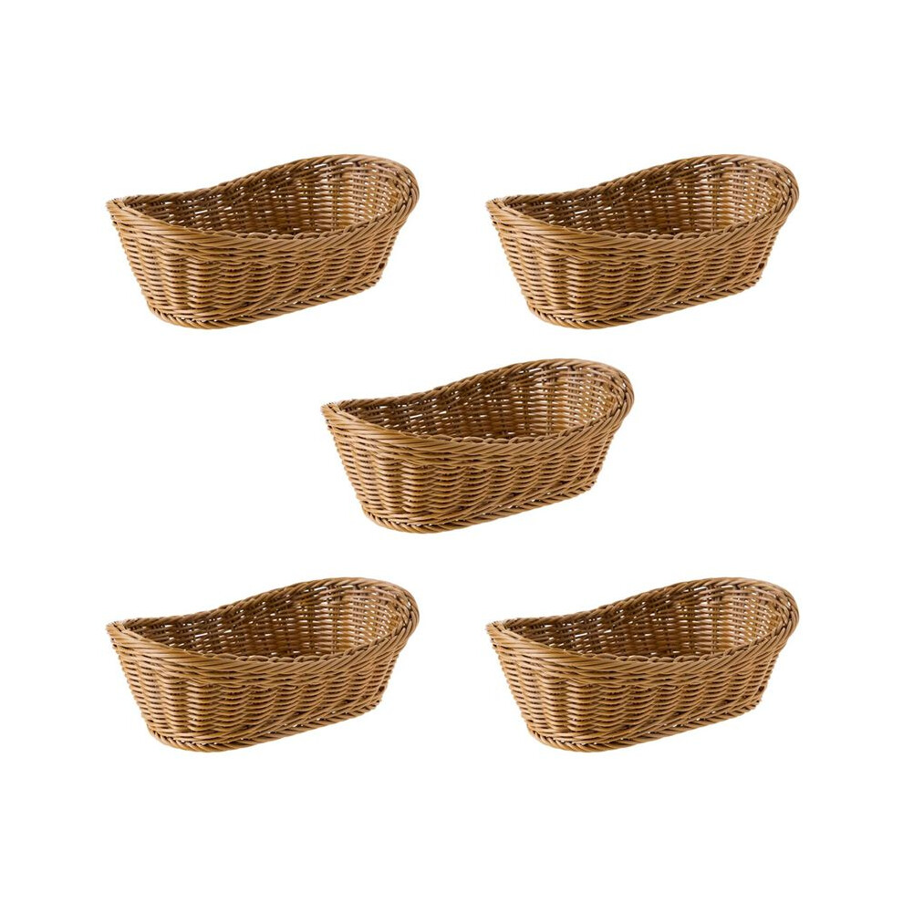 Semoic 5X Oval Wicker Woven Basket Bread Basket Serving Basket, 11 Inch Storage Basket For Food Fruit Cosmetic Storage Table
