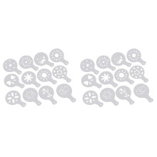 24 Pcs Cappuccino Coffee White Stencils Template Strew Flowers Pad Duster Spray