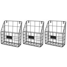3X Wire Mail Basket - Wall Mounted Hanging Folder/Document Organizer - Economic & Easy to Install Tray (1 Slot)