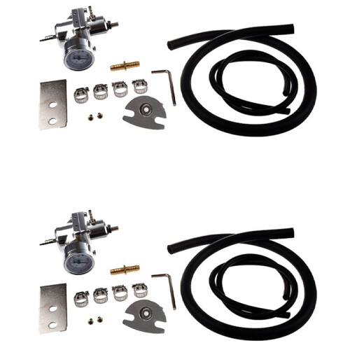 2X Universal Car Adjustable Fuel Pressure Regulator with Gauge Silver