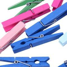 3-Inch Large Natural Colorful Wooden Clothespins, Set of 100 Pins, Assorted Colors