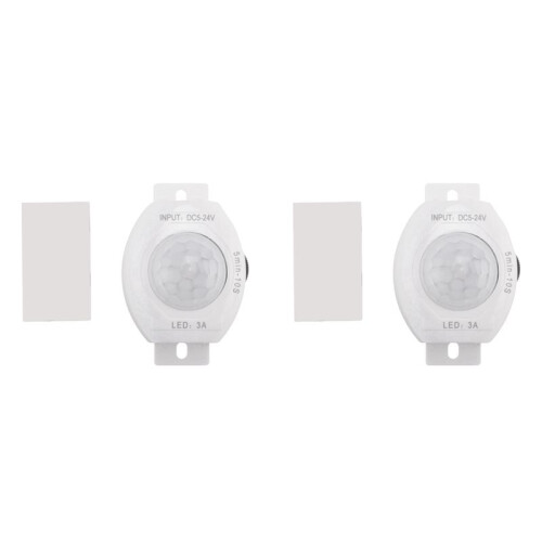 2X PIR Infrared Motion Sensor Detector DC5-24V Auto  Off Timer  Home LED Light Body PIR Motion Sensor Lamp White